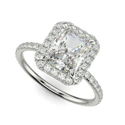 Hanna Radiant Cut Pave Halo 4 Prong Claw Set Engagement Ring Setting - Nivetta